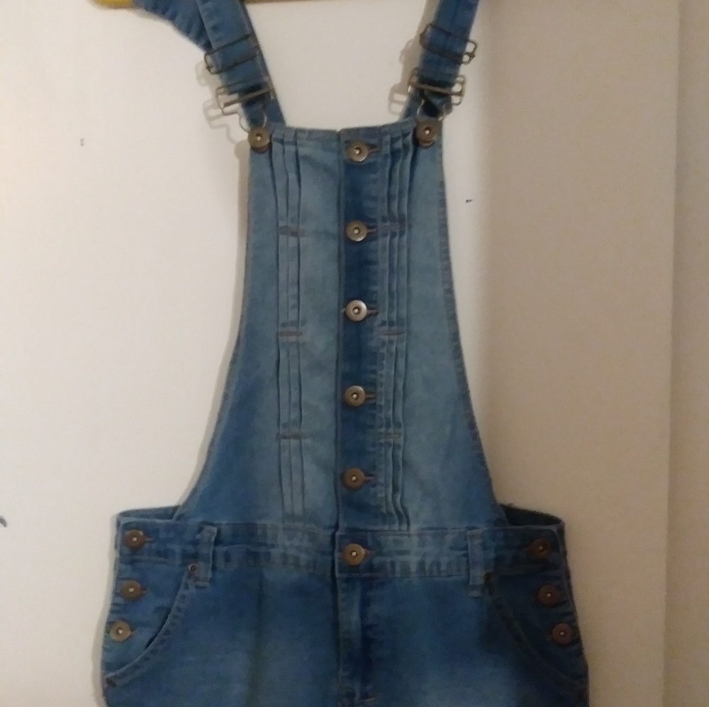 Low rise denim shorts overalls